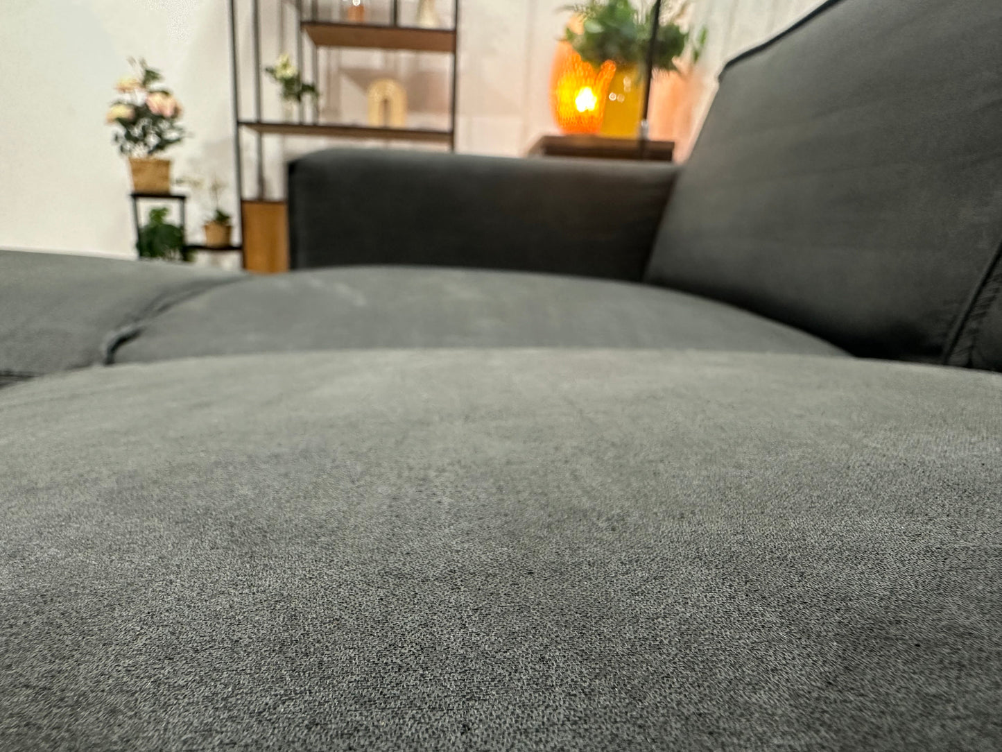 !Showroommodel! Antraciet Suède Stoffen U Zetel