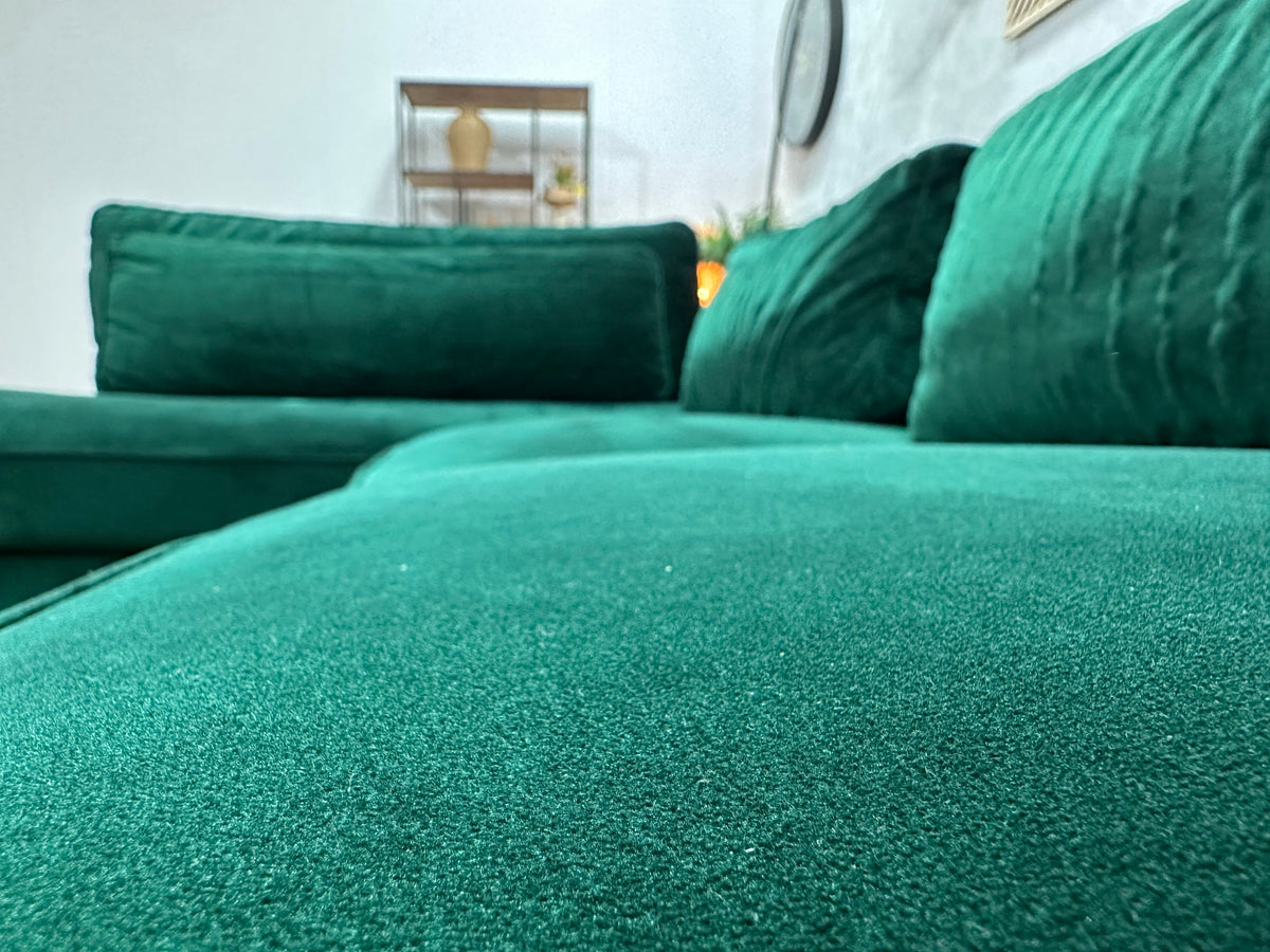 Groene Velvet Hoekzetel ~ Losse Kussens Met Afneembare Hoezen