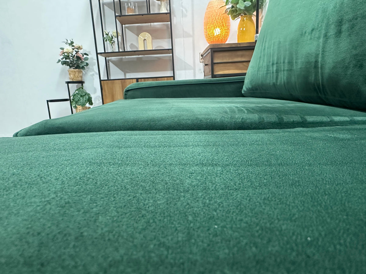 Groene Velvet Hoekzetel ~ Losse Kussens Met Afneembare Hoezen