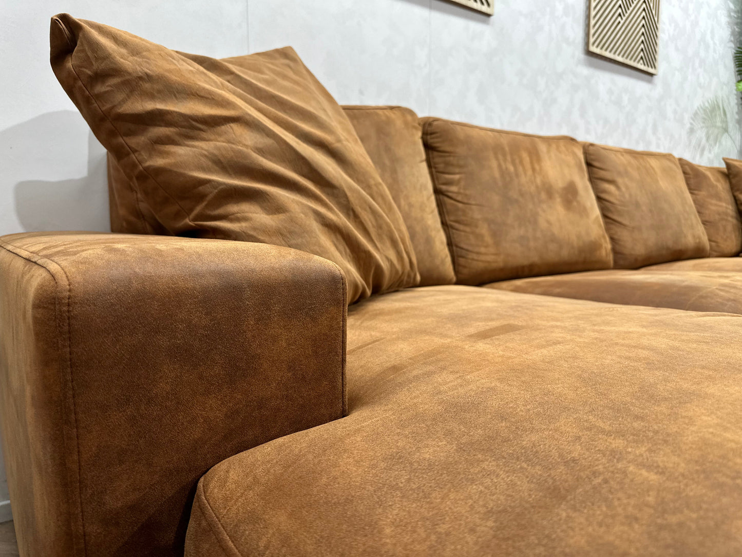 Cognac Bruine Suède Stoffen U Zetel ~ Losse Rug Kussens