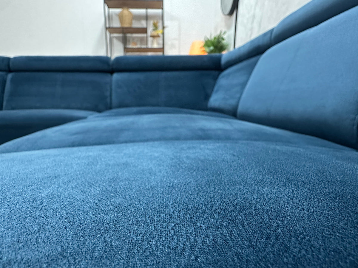 Blauwe Velvet Hoekzetel ~ Verstelbare Hoofdsteunen