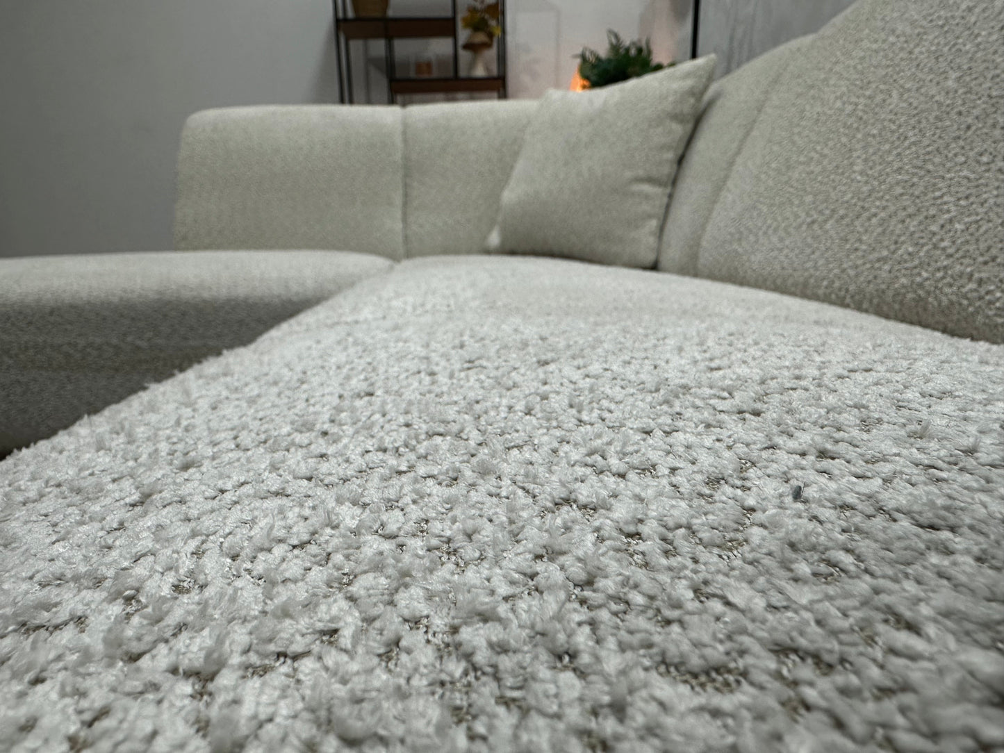 !Showroommodel! Witte Bouclé Hoekzetel