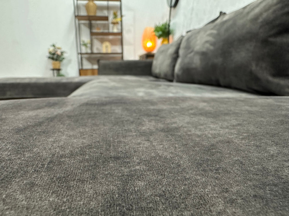 Antraciet Velvet U Zetel ~ Losse Kussens Met Afneembare Hoezen