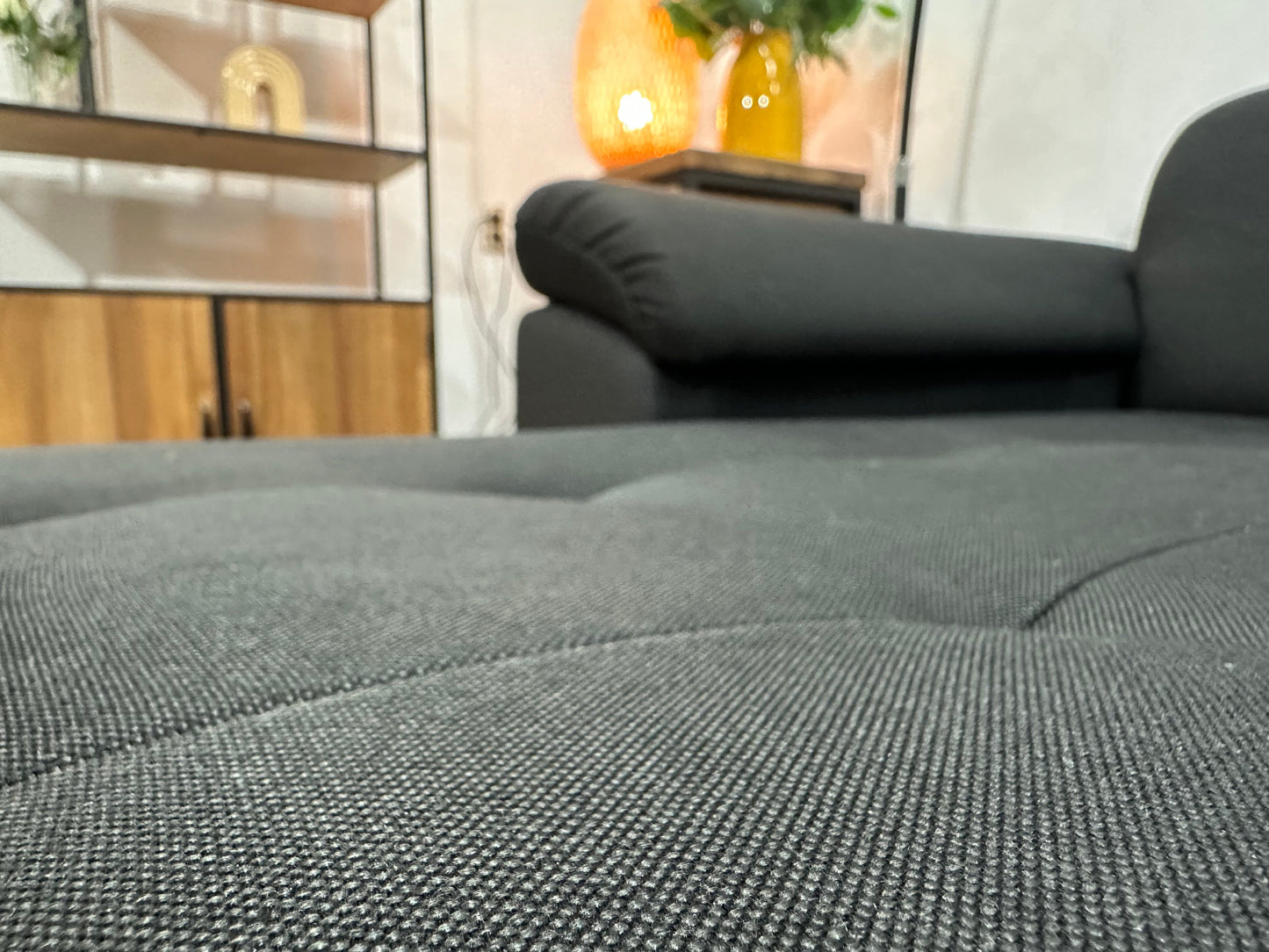 !Showroommodel! Zwarte Stoffen/Lederen U Zetel