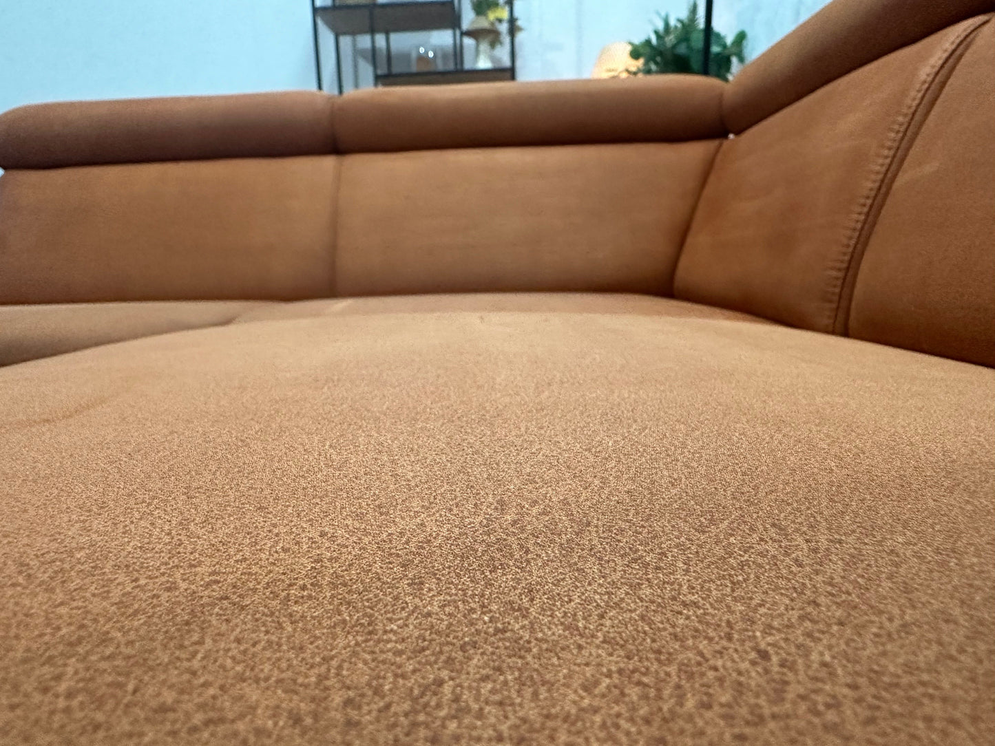 Cognac Bruine Suède Stoffen Hoekzetel ~ Verstelbare Arm/ Hoofdsteunen