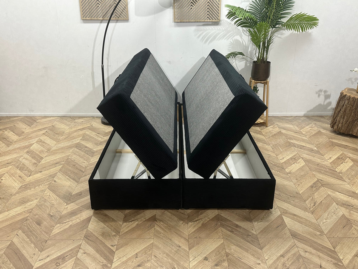 Zwarte Ribstof Boxspring