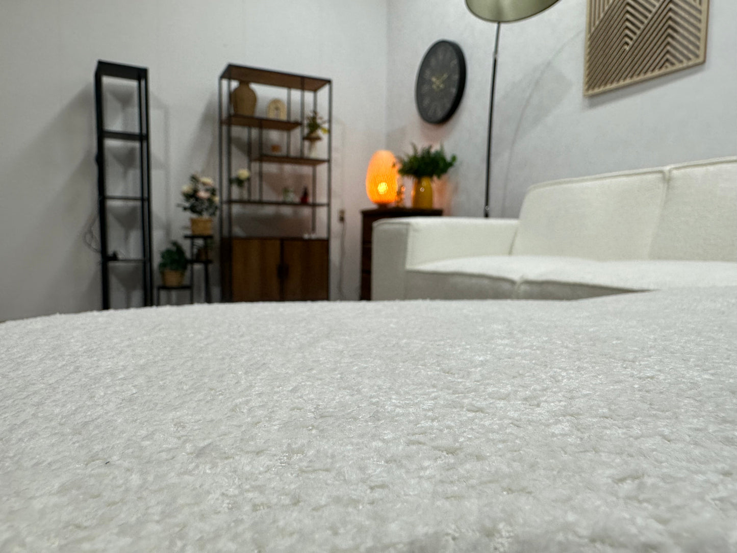 !Showroommodel! Witte Bouclé Stoffen Hoekzetel