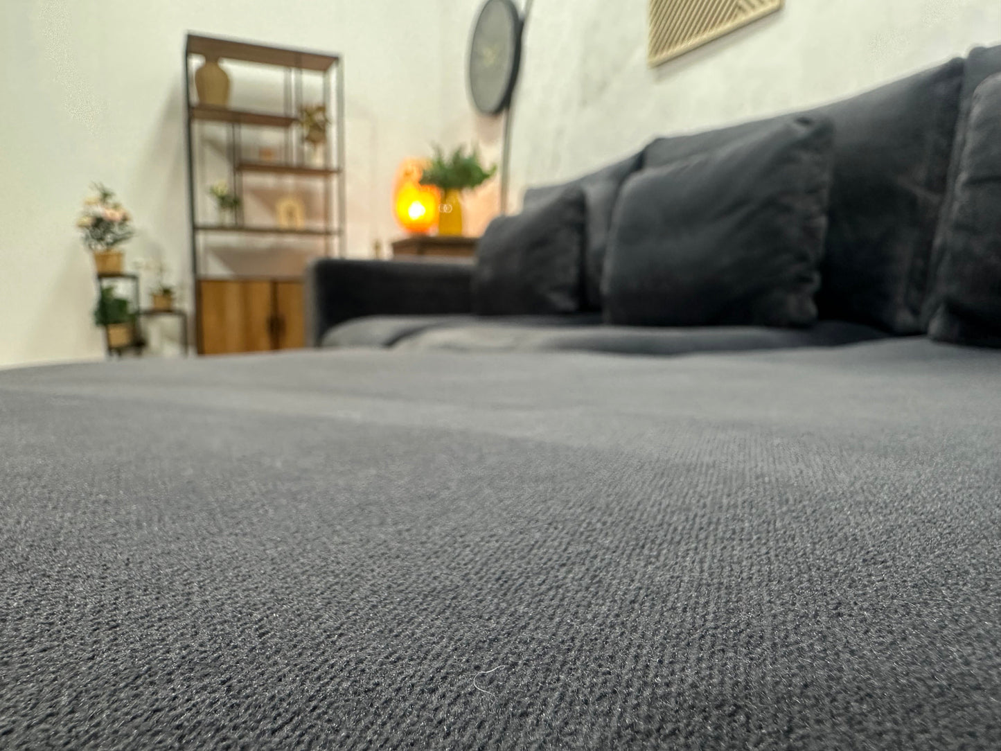 Antraciet Velvet Hoekzetel ~ Losse Kussens Met Afneembare Hoezen