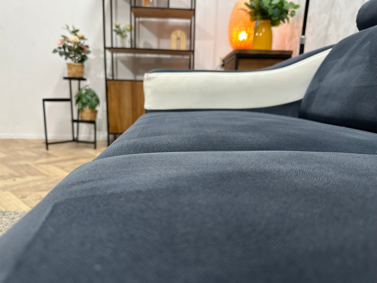 Blauwe/Witte Velvet/Leather Look Hoekzetel ~ Meerdere Opstellingen