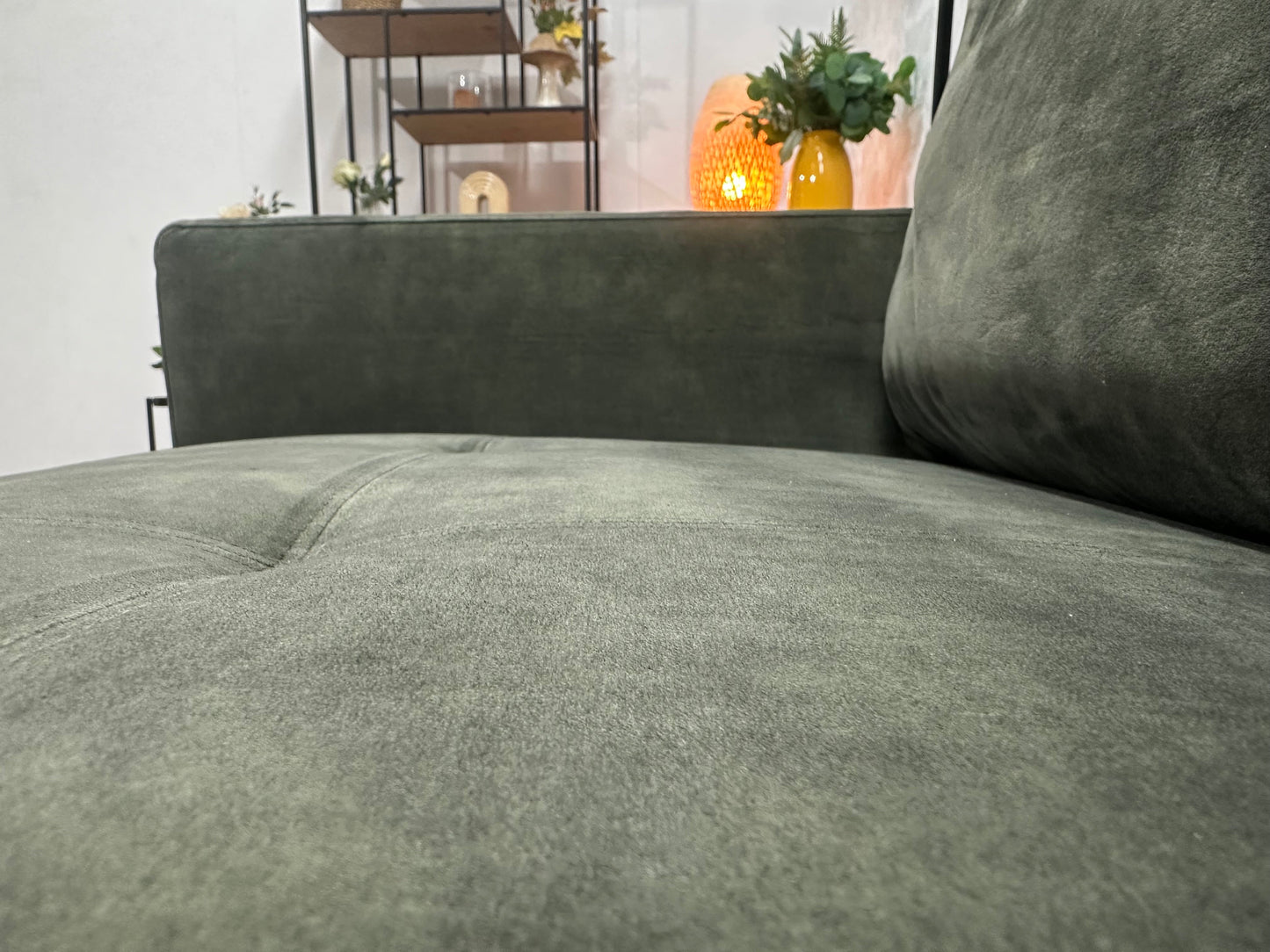 Groene Velvet 2.5-Zits Zetel Inc Hocker ~ Losse Rugkussens Met Afneembare Hoezen