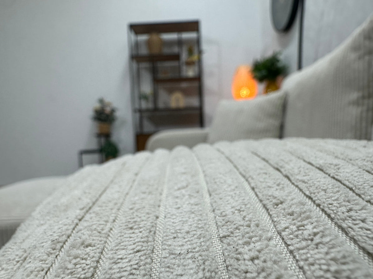 !Showroommodel! Witte Ribstof Hoekzetel ~ Meerdere Opstellingen