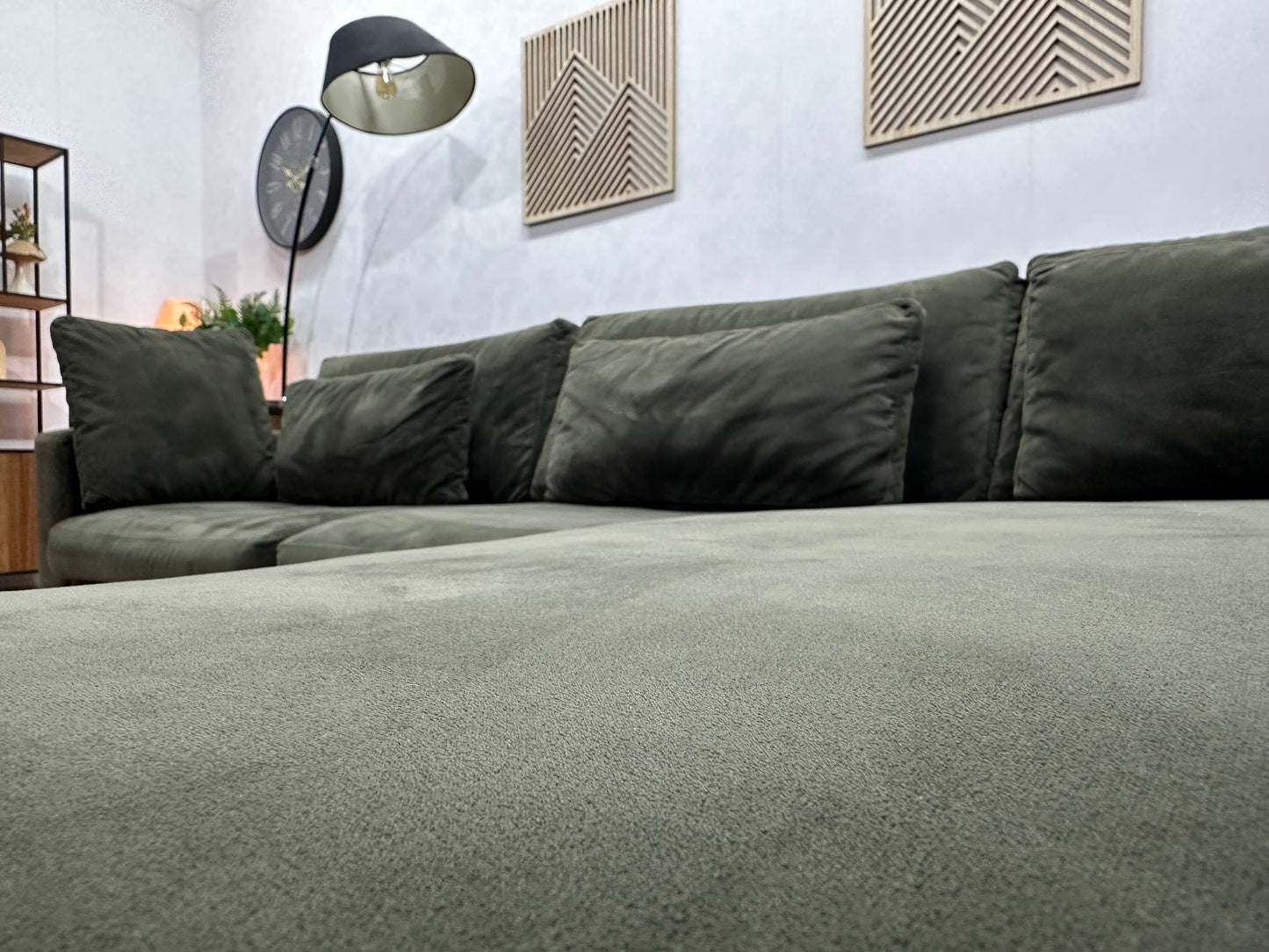 Donker Groene Velvet Ruime Hoekzetel ~ Losse Kussens Met Afneembare Hoezen