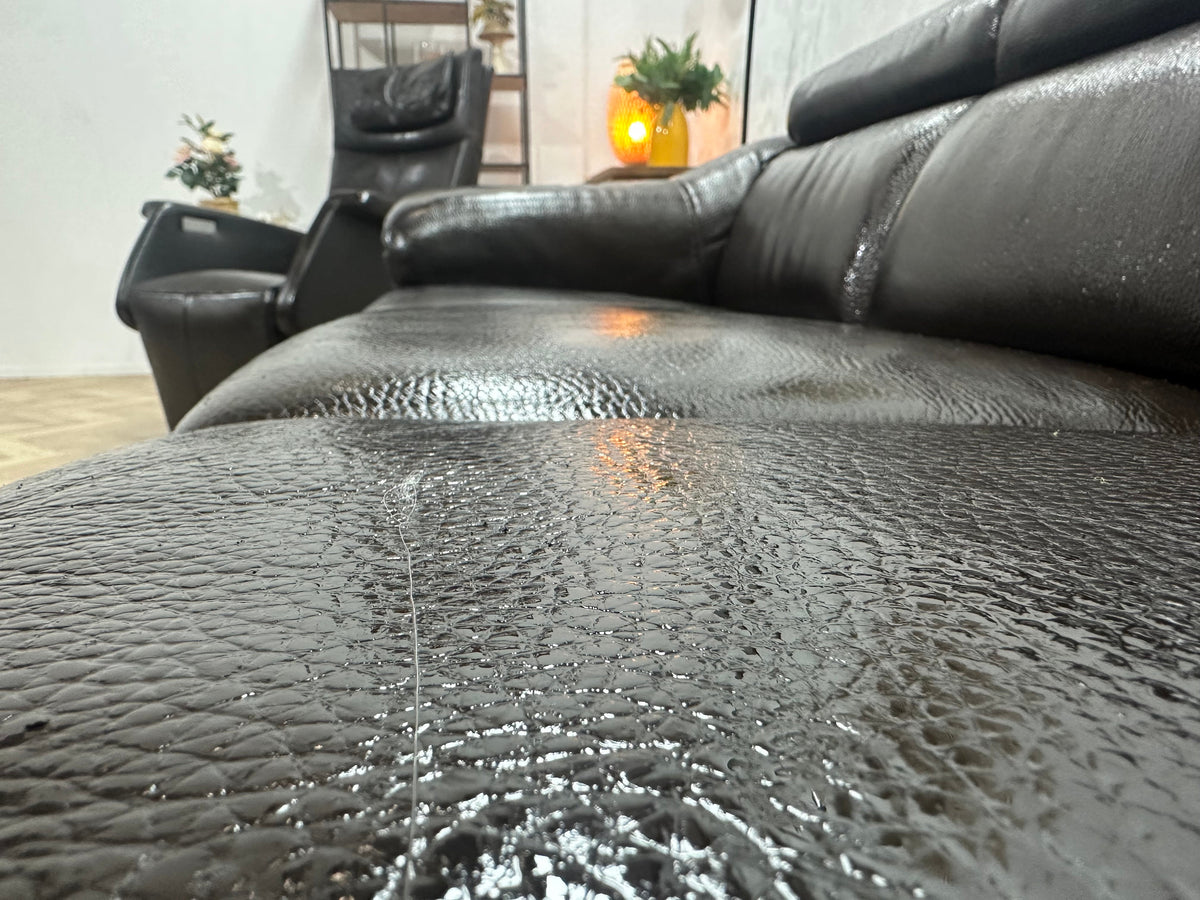 Bruine Echt Lederen 3-Zits Zetel Inc Fauteuil ~ Geïmpregneerd