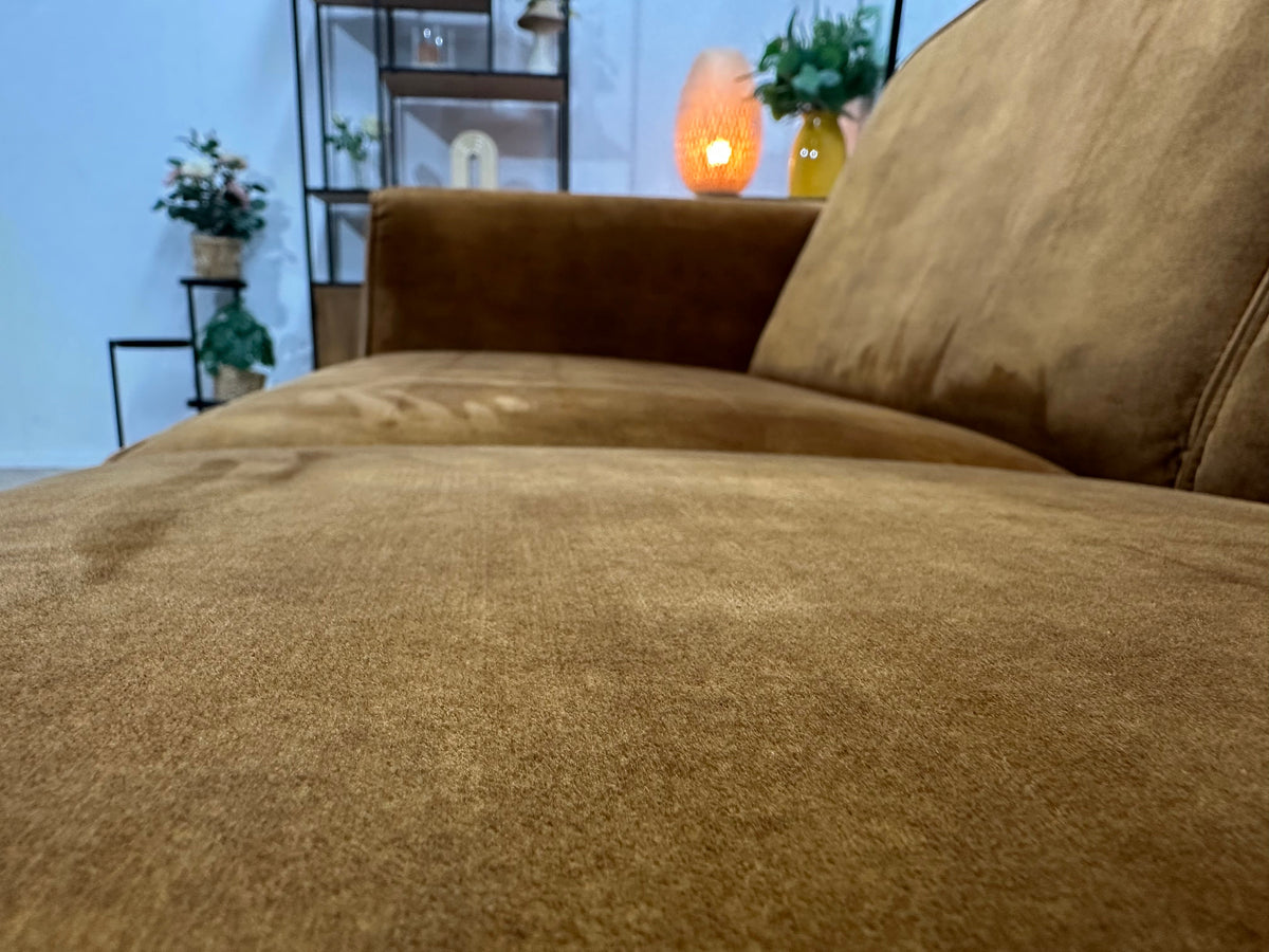 Cognac Bruine Velvet Hoekzetel ~ Vaste Kussens