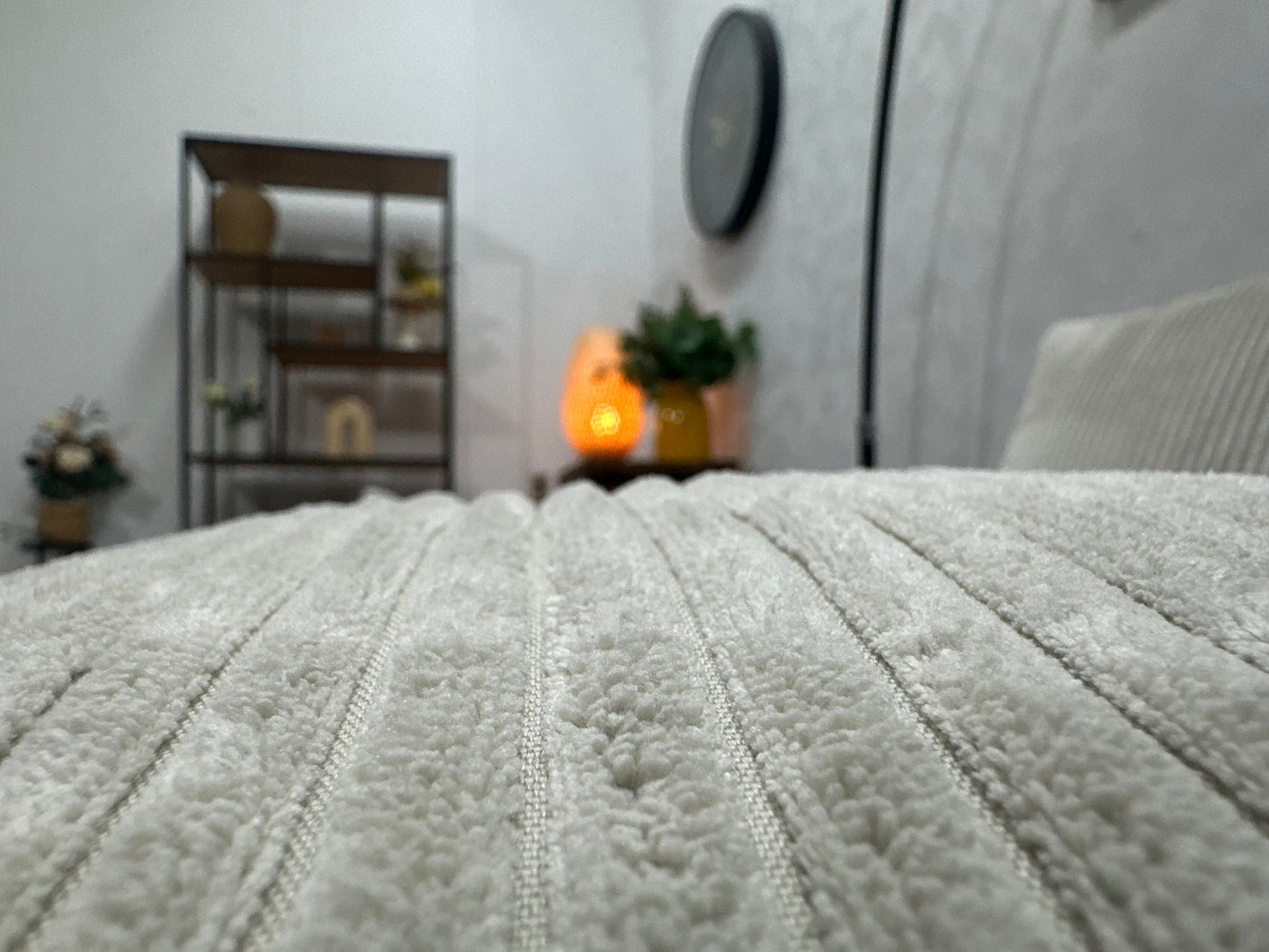!Showroommodel! Witte Ribstof Hoekzetel