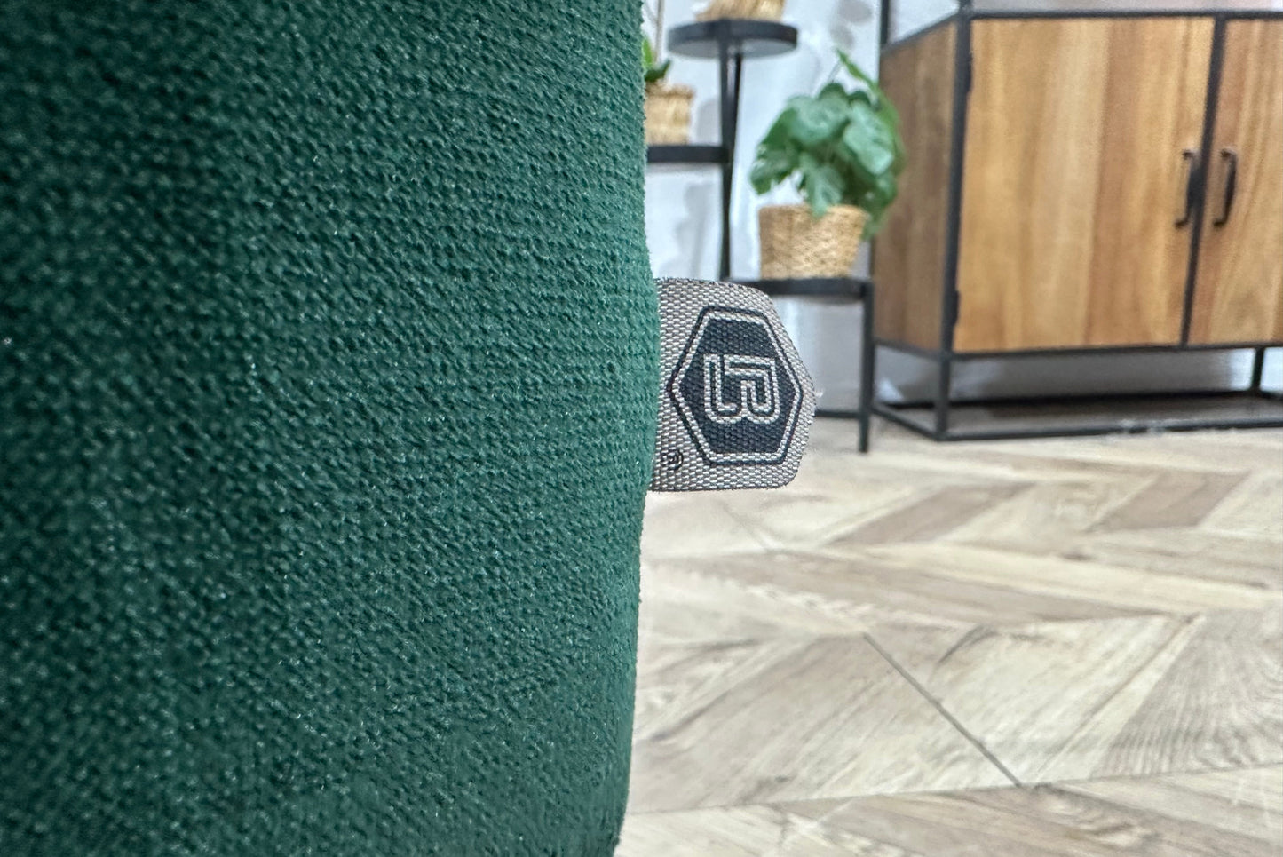 Be Pure Groene Velvet 3-Zits Zetel Inc Hocker ~ Losse Kussens Met Afneembare Hoezen