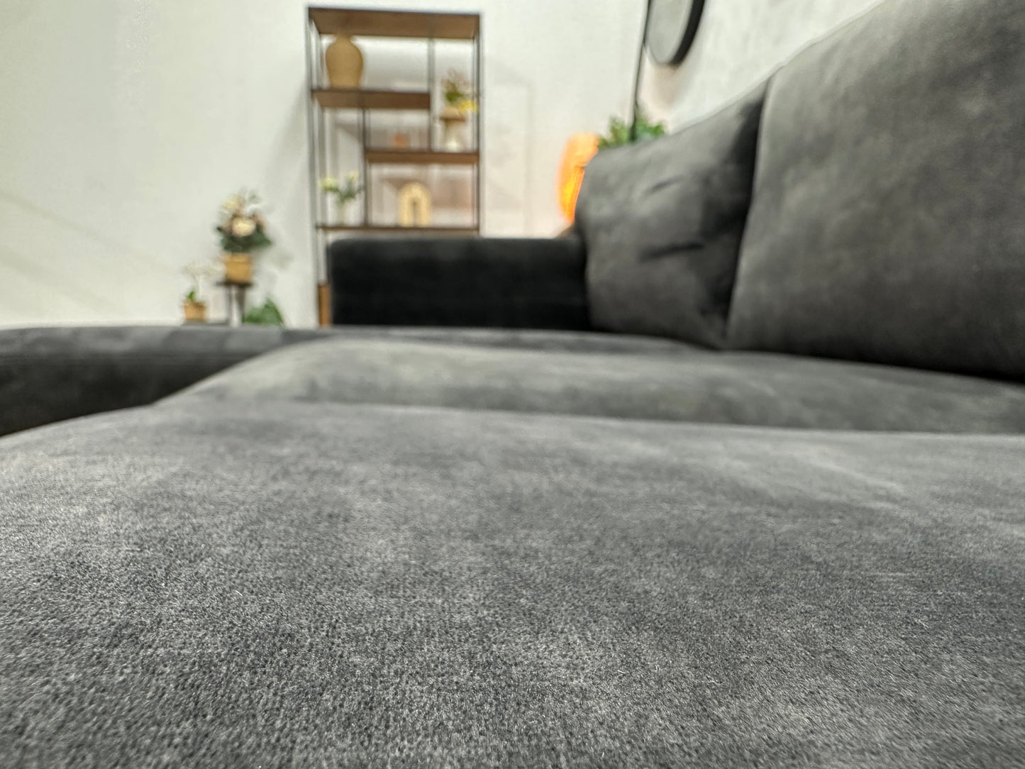 Antraciet Velvet U Zetel ~ Nieuwstaat