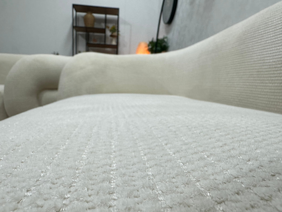 Witte Bouclé Stoffen Zetels Set ~ Vaste Kussens