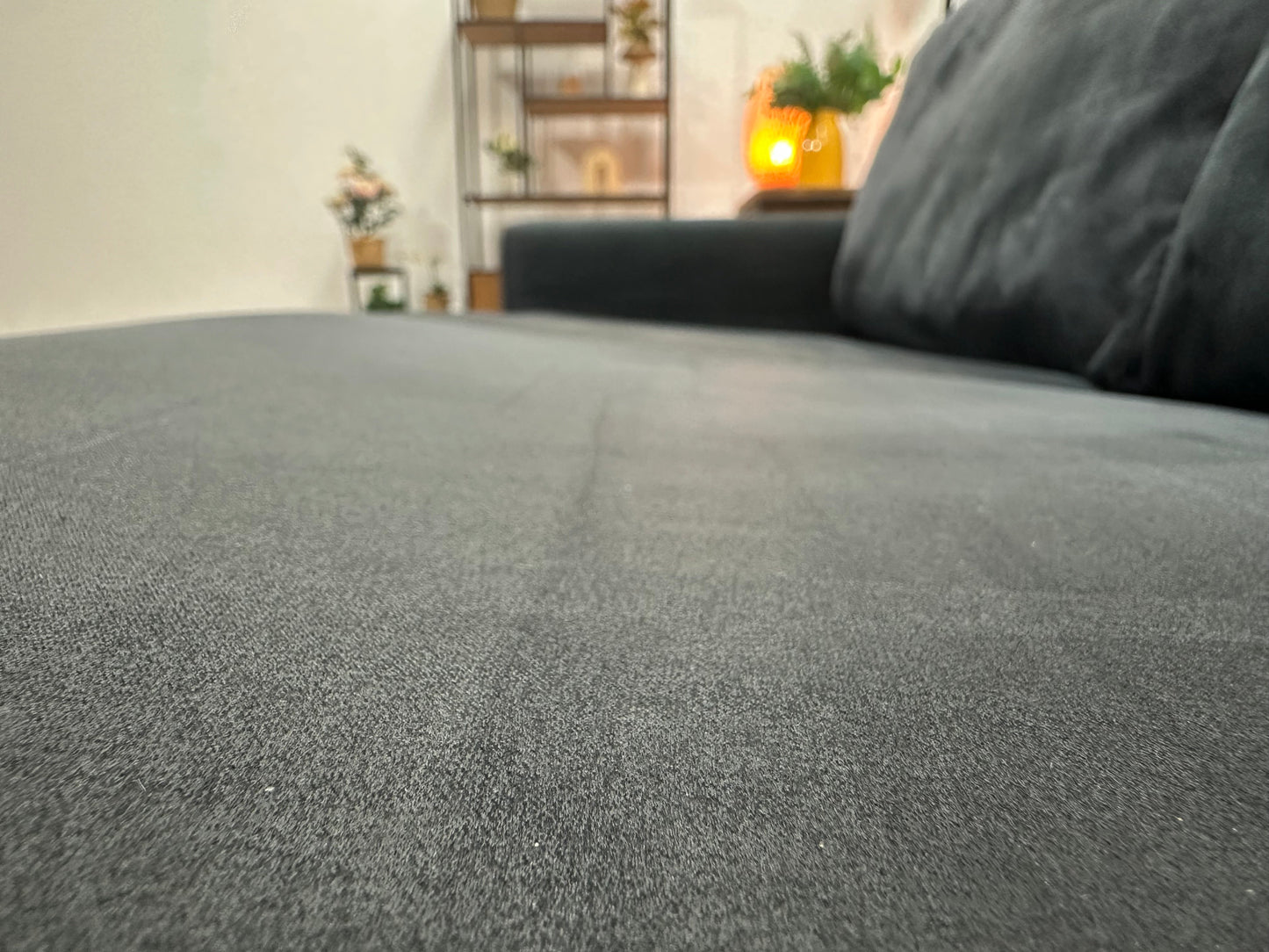 Zwarte Velvet 2.5-Zits Zetel ~ Losse Kussens Met Afneembare Hoezen