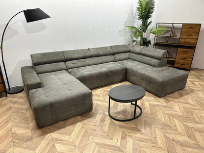 !Showroommodel! Grijze Suède Stoffen U Zetel