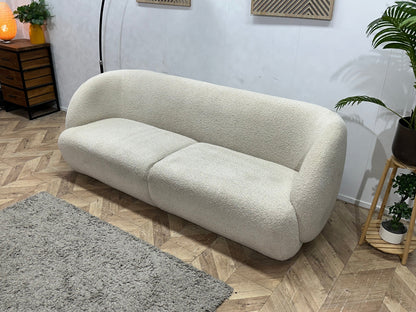 Witte Bouclé Stoffen 2.5-Zits Zetel ~ Vaste Kussens