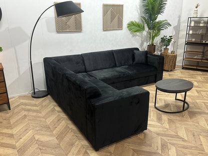 !Showroommodel! Zwarte Velvet Hoekzetel