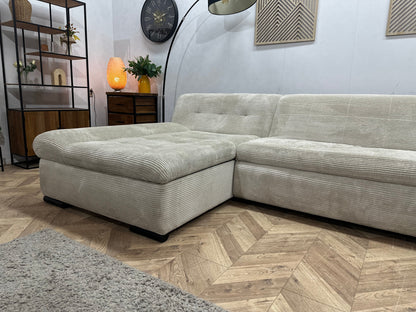 !Showroommodel! Witte Ribstof U Zetel ~ Slaapfunctie