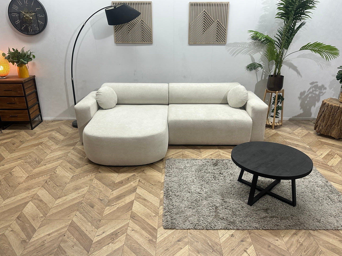 !Showroommodel! Witte Velvet Hoekzetel ~ Slaapfunctie
