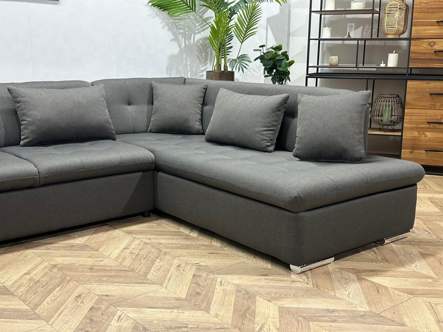 !Showroommodel! Grijze Suède Stoffen U Zetel
