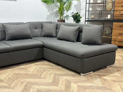!Showroommodel! Grijze Suède Stoffen U Zetel