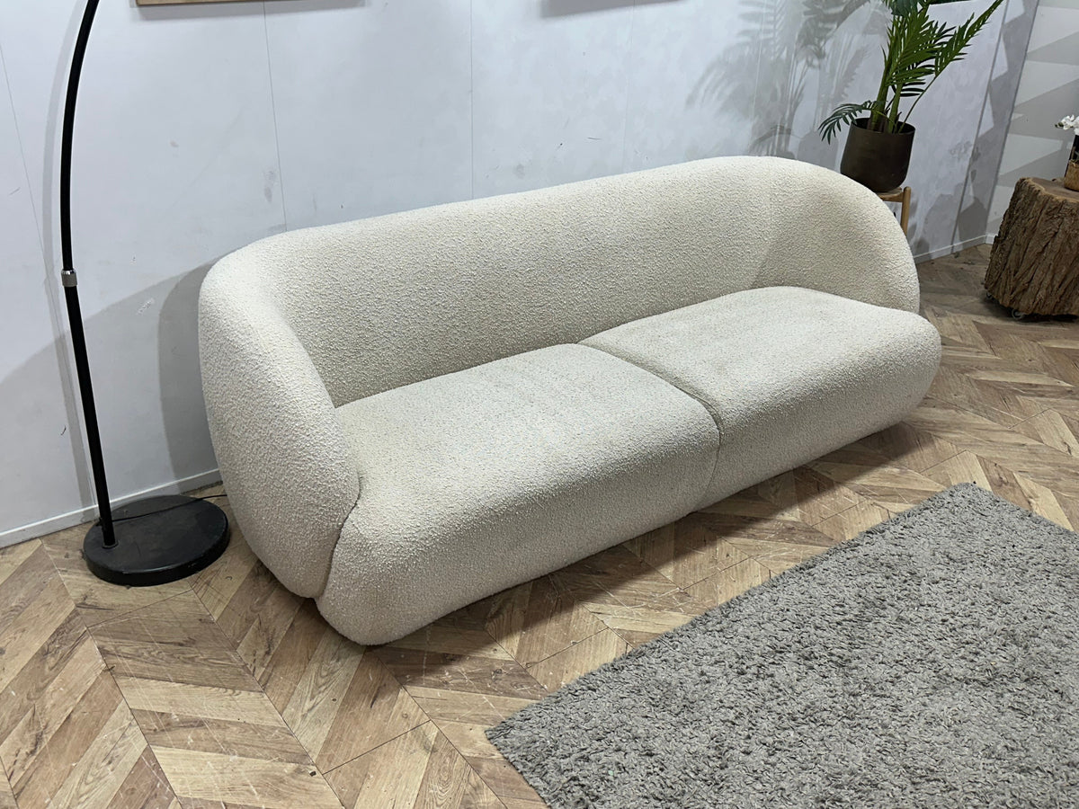Witte Bouclé Stoffen 2.5-Zits Zetel ~ Vaste Kussens