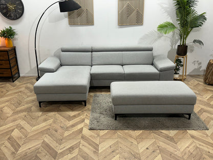 Licht Grijze Hoekzetel Inc Hocker ~ Verstelbare Arm/Hoofdsteunen