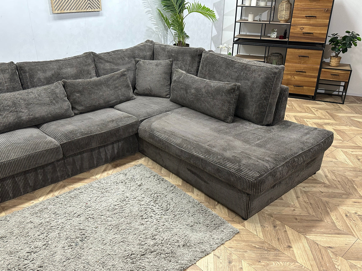 Antraciet Ribstof Hoekzetel ~ Losse Kussens Met Afneembare Hoezen