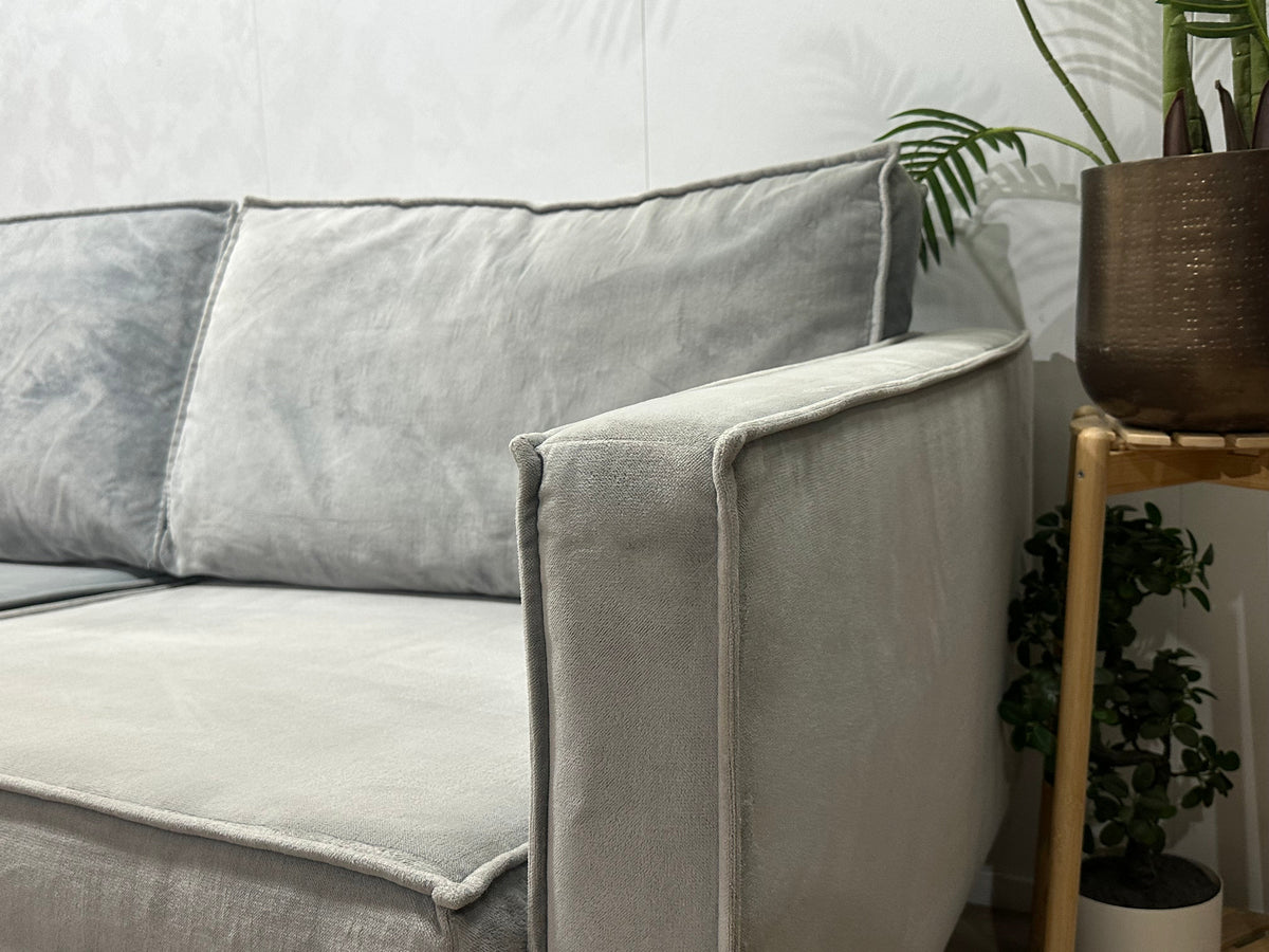 Be Pure Licht Grijze Velvet Zetels Set ~ Losse Kussens Met Afneembare Hoezen