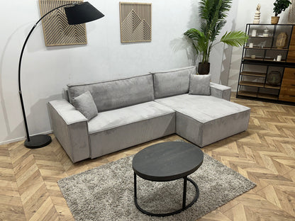 !Showroommodel! Licht Grijze Ribstof Hoekzetel