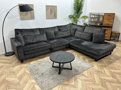Donker Groene/Antraciet Velvet Hoekzetel ~ Losse Kussens Met Afneembare Hoezen