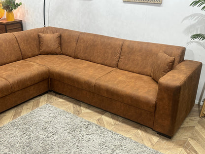 !Showroommodel! Cognac Bruine Suède Stoffen Hoekzetel