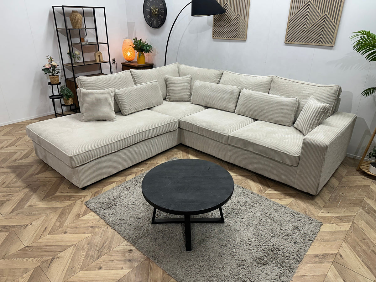 !Showroommodel! Witte Ribstof Hoekzetel