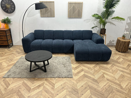 !Showroommodel! Blauwe Chenille Stoffen Hoekzetel