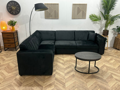 !Showroommodel! Zwarte Velvet Hoekzetel