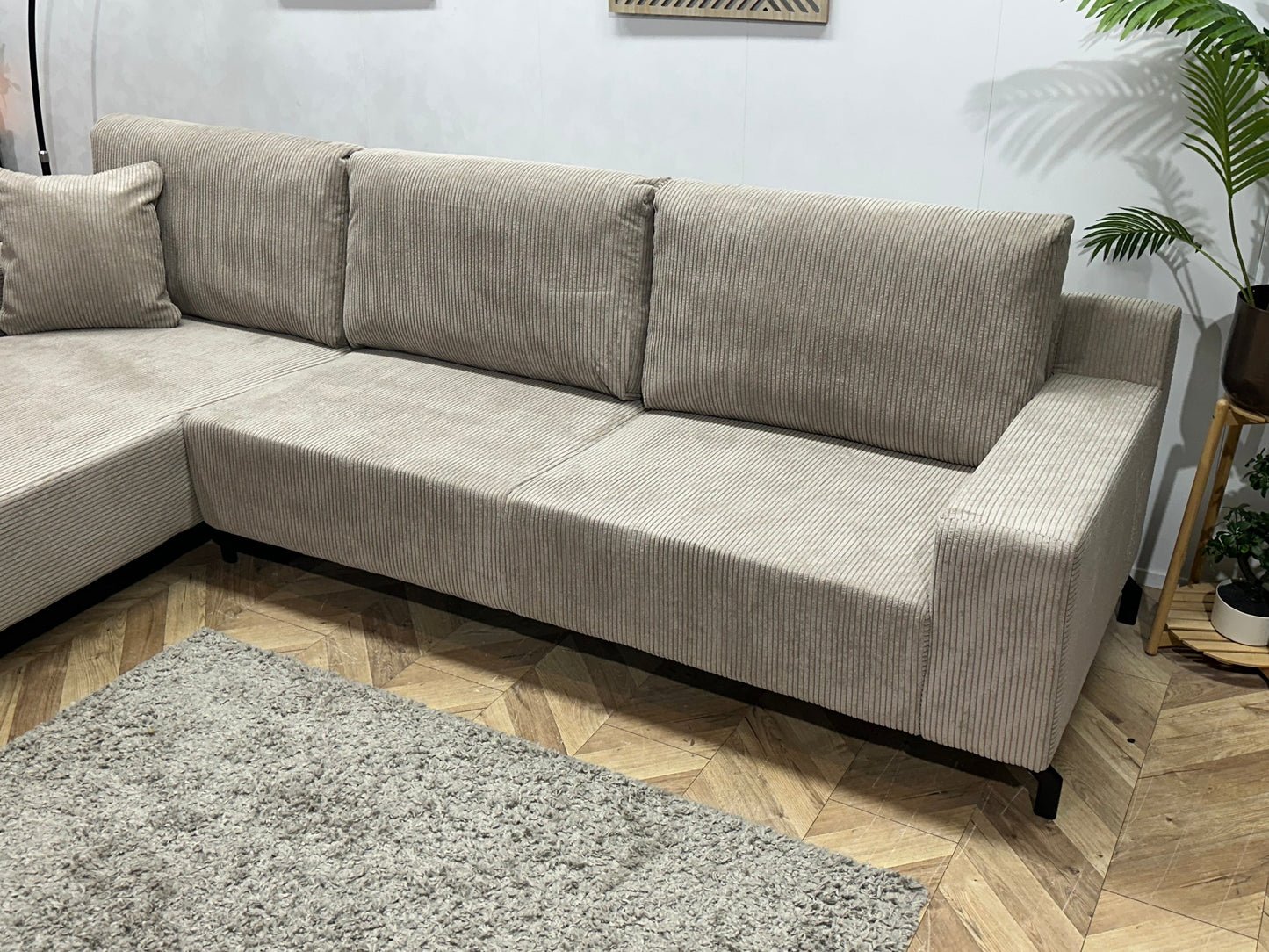 !Showroommodel! Licht Bruine Ribstof Hoekzetel