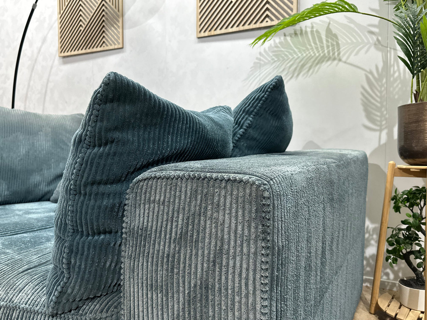 Blauwe Ribstof 2.5-Zits Zetel ~ Losse Kussens Met Afneembare Hoezen