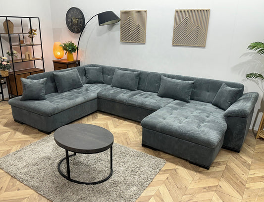 !Showroommodel! Blauwe Ribstof U Zetel
