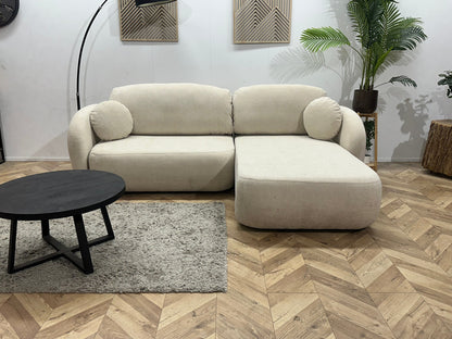 !Showroommodel! Witte/Crème Suède Stoffen Hoekzetel