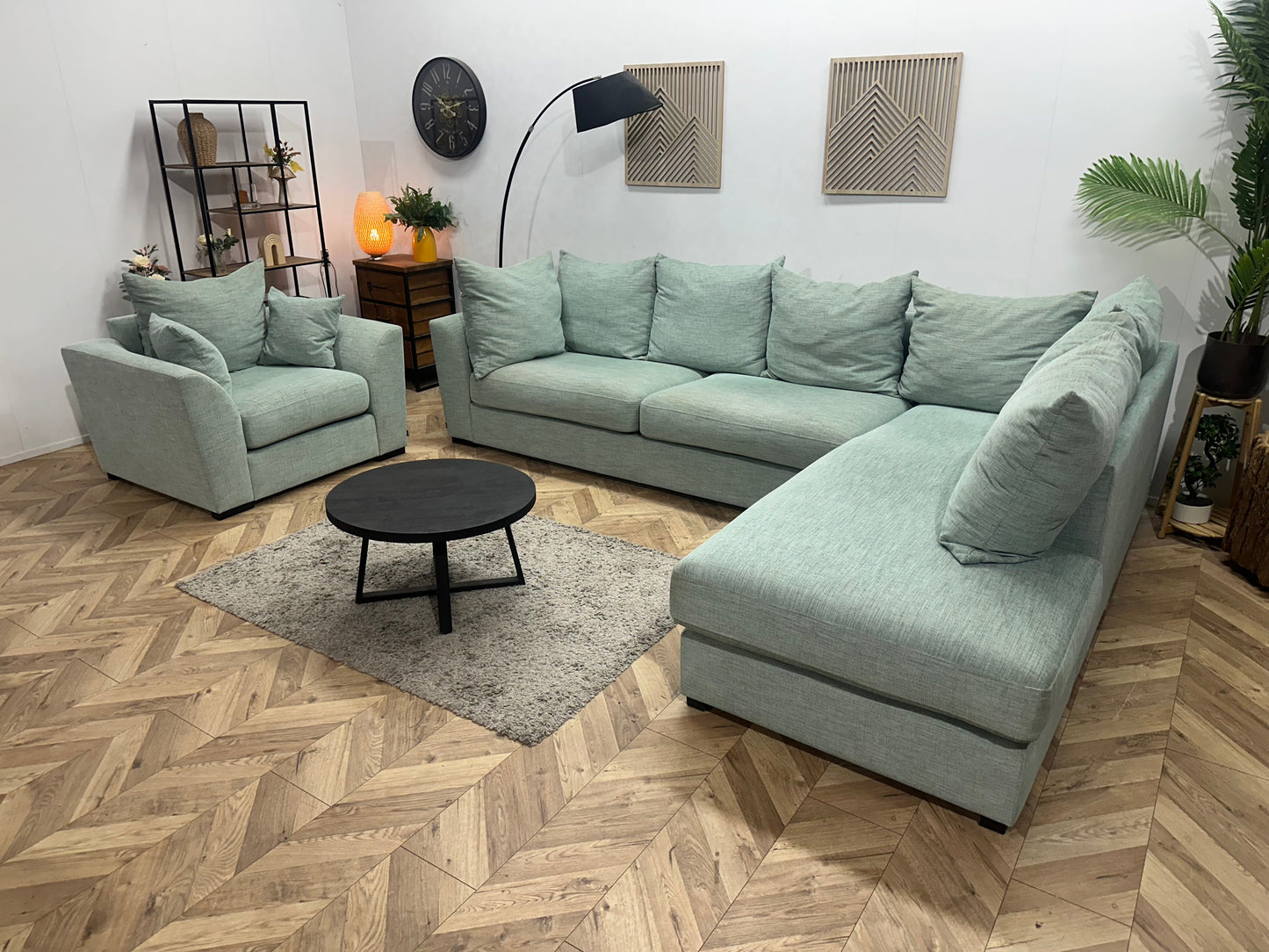 Burhens Licht Blauwe Ruime Hoekzetel Inc Fauteuil ~ Losse Kussens Met Afneembare Hoezen