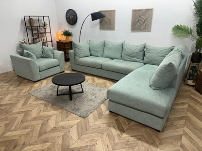 Burhens Licht Blauwe Ruime Hoekzetel Inc Fauteuil ~ Losse Kussens Met Afneembare Hoezen