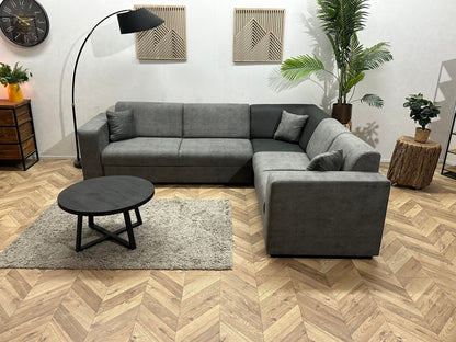 !Showroommodel! Antraciet/Grijze Suède Lederen/Velvet Hoekzetel