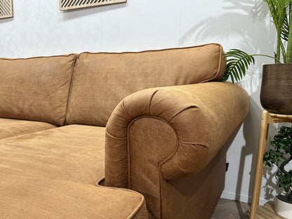 Urban Sofa Cognac Bruine Suède Stoffen ~ Losse Kussens Met Afneembare Hoezen