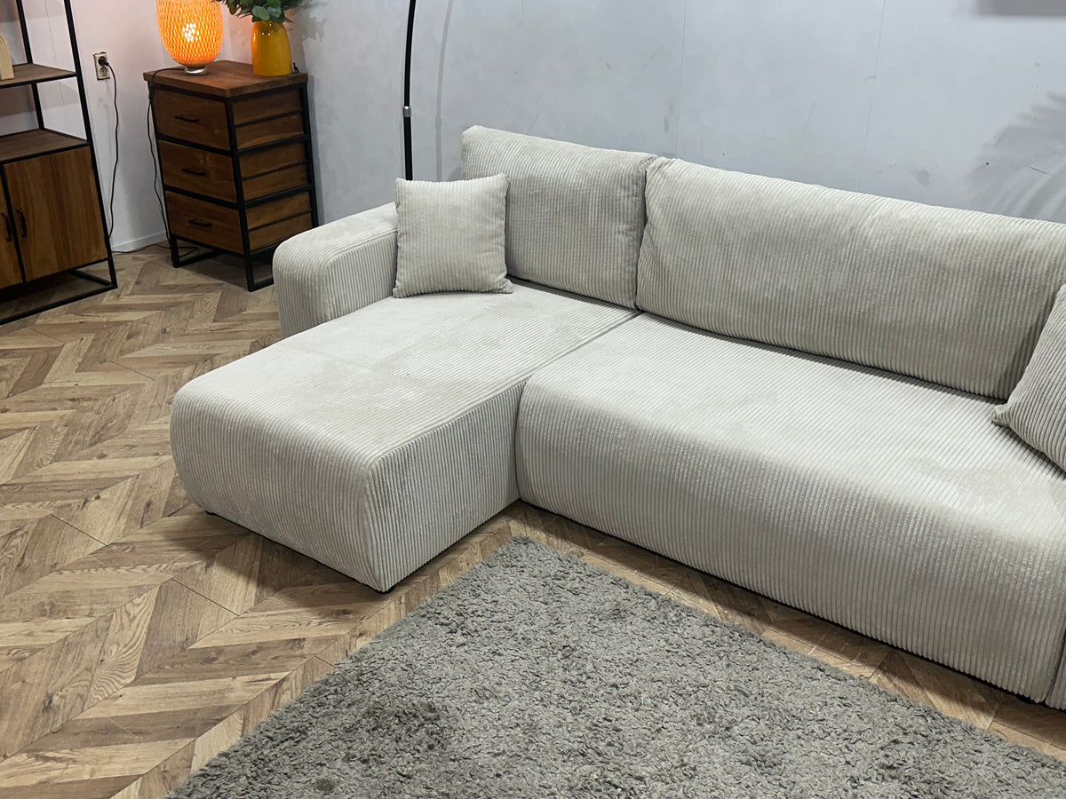 !Showroommodel! Witte Ribstof Hoekzetel ~ Meerdere Opstellingen