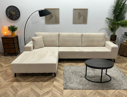 !Showroommodel! Witte/Crème Ribstof Hoekzetel